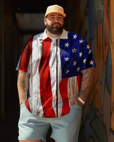Herrenmode Polo-Kurzarmshirts Amerikanische Flagge Shirts Lässiges Arbeits-T-Shirt Kurzes leichtes Golfshirt